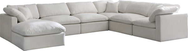 Plush Velvet / Down / Engineered Wood / Foam Contemporary Cream Velvet Standard Cloud-Like Comfort Modular Sectional - 140" W x 105" D x 32" H