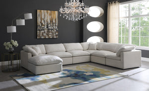 Plush Velvet / Down / Engineered Wood / Foam Contemporary Cream Velvet Standard Cloud-Like Comfort Modular Sectional - 140" W x 105" D x 32" H