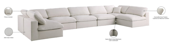 Plush Velvet / Down / Engineered Wood / Foam Contemporary Cream Velvet Standard Cloud-Like Comfort Modular Sectional - 175" W x 70" D x 32" H