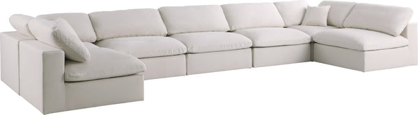 Plush Velvet / Down / Engineered Wood / Foam Contemporary Cream Velvet Standard Cloud-Like Comfort Modular Sectional - 175" W x 70" D x 32" H
