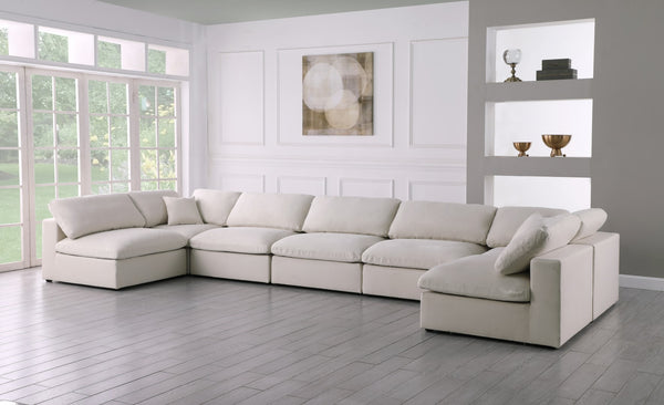 Plush Velvet / Down / Engineered Wood / Foam Contemporary Cream Velvet Standard Cloud-Like Comfort Modular Sectional - 175" W x 70" D x 32" H