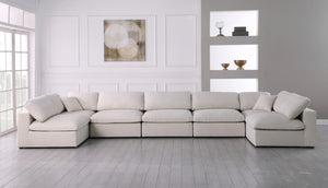 Plush Velvet / Down / Engineered Wood / Foam Contemporary Cream Velvet Standard Cloud-Like Comfort Modular Sectional - 175" W x 70" D x 32" H