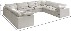 Plush Velvet / Down / Engineered Wood / Foam Contemporary Cream Velvet Standard Cloud-Like Comfort Modular Sectional - 140" W x 105" D x 32" H