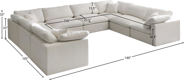 Plush Velvet / Down / Engineered Wood / Foam Contemporary Cream Velvet Standard Cloud-Like Comfort Modular Sectional - 140" W x 105" D x 32" H