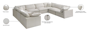 Plush Velvet / Down / Engineered Wood / Foam Contemporary Cream Velvet Standard Cloud-Like Comfort Modular Sectional - 140" W x 105" D x 32" H