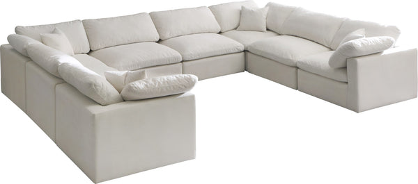 Plush Velvet / Down / Engineered Wood / Foam Contemporary Cream Velvet Standard Cloud-Like Comfort Modular Sectional - 140" W x 105" D x 32" H