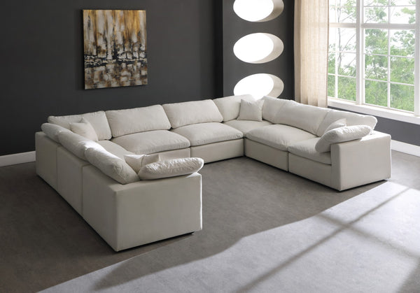 Plush Velvet / Down / Engineered Wood / Foam Contemporary Cream Velvet Standard Cloud-Like Comfort Modular Sectional - 140" W x 105" D x 32" H