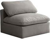 Plush Velvet / Down / Engineered Wood / Foam Contemporary Grey Velvet Standard Cloud-Like Comfort Modular Armless Chair - 35" W x 35" D x 32" H