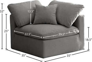 Plush Velvet / Down / Engineered Wood / Foam Contemporary Grey Velvet Standard Cloud-Like Comfort Modular Corner Chair - 35" W x 35" D x 32" H