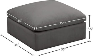 Plush Velvet / Down / Engineered Wood / Foam Contemporary Grey Velvet Standard Cloud-Like Comfort Modular Ottoman - 35" W x 35" D x 18.5" H