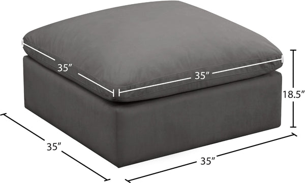 Plush Velvet / Down / Engineered Wood / Foam Contemporary Grey Velvet Standard Cloud-Like Comfort Modular Ottoman - 35" W x 35" D x 18.5" H