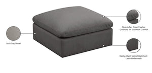 Plush Velvet / Down / Engineered Wood / Foam Contemporary Grey Velvet Standard Cloud-Like Comfort Modular Ottoman - 35" W x 35" D x 18.5" H