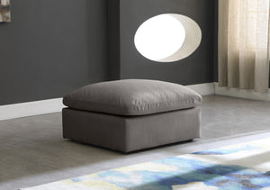 Plush Velvet / Down / Engineered Wood / Foam Contemporary Grey Velvet Standard Cloud-Like Comfort Modular Ottoman - 35" W x 35" D x 18.5" H