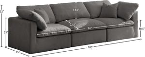 Plush Velvet / Down / Engineered Wood / Foam Contemporary Grey Velvet Standard Cloud-Like Comfort Modular Sofa - 105" W x 35" D x 32" H