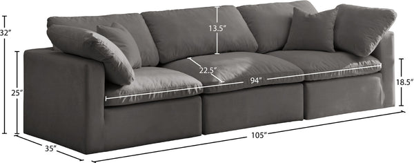 Plush Velvet / Down / Engineered Wood / Foam Contemporary Grey Velvet Standard Cloud-Like Comfort Modular Sofa - 105" W x 35" D x 32" H