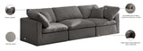 Plush Velvet / Down / Engineered Wood / Foam Contemporary Grey Velvet Standard Cloud-Like Comfort Modular Sofa - 105" W x 35" D x 32" H