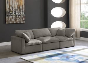 Plush Velvet / Down / Engineered Wood / Foam Contemporary Grey Velvet Standard Cloud-Like Comfort Modular Sofa - 105" W x 35" D x 32" H