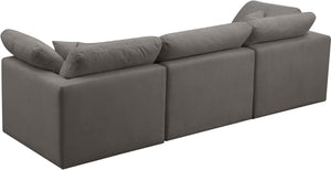 Plush Velvet / Down / Engineered Wood / Foam Contemporary Grey Velvet Standard Cloud-Like Comfort Modular Sofa - 105" W x 35" D x 32" H