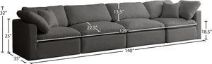 Plush Velvet / Down / Engineered Wood / Foam Contemporary Grey Velvet Standard Cloud-Like Comfort Modular Sofa - 140" W x 35" D x 32" H