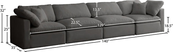 Plush Velvet / Down / Engineered Wood / Foam Contemporary Grey Velvet Standard Cloud-Like Comfort Modular Sofa - 140" W x 35" D x 32" H
