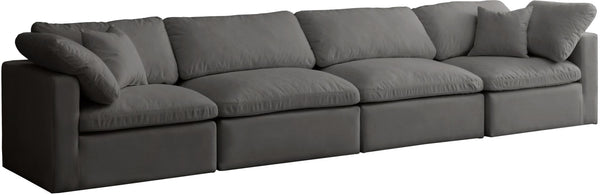 Plush Velvet / Down / Engineered Wood / Foam Contemporary Grey Velvet Standard Cloud-Like Comfort Modular Sofa - 140" W x 35" D x 32" H