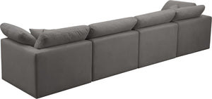 Plush Velvet / Down / Engineered Wood / Foam Contemporary Grey Velvet Standard Cloud-Like Comfort Modular Sofa - 140" W x 35" D x 32" H