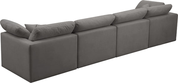 Plush Velvet / Down / Engineered Wood / Foam Contemporary Grey Velvet Standard Cloud-Like Comfort Modular Sofa - 140" W x 35" D x 32" H