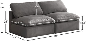 Plush Velvet / Down / Engineered Wood / Foam Contemporary Grey Velvet Standard Cloud-Like Comfort Modular Sofa - 70" W x 35" D x 32" H