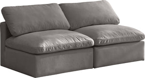 Plush Velvet / Down / Engineered Wood / Foam Contemporary Grey Velvet Standard Cloud-Like Comfort Modular Sofa - 70" W x 35" D x 32" H
