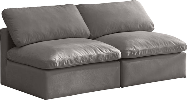 Plush Velvet / Down / Engineered Wood / Foam Contemporary Grey Velvet Standard Cloud-Like Comfort Modular Sofa - 70" W x 35" D x 32" H