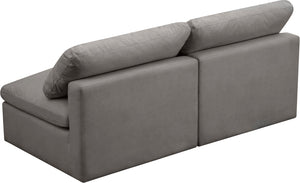 Plush Velvet / Down / Engineered Wood / Foam Contemporary Grey Velvet Standard Cloud-Like Comfort Modular Sofa - 70" W x 35" D x 32" H