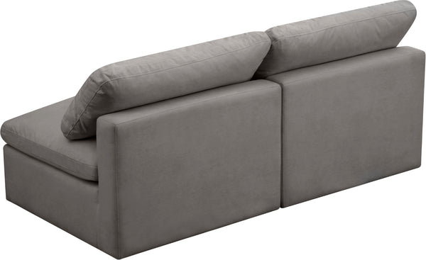 Plush Velvet / Down / Engineered Wood / Foam Contemporary Grey Velvet Standard Cloud-Like Comfort Modular Sofa - 70" W x 35" D x 32" H