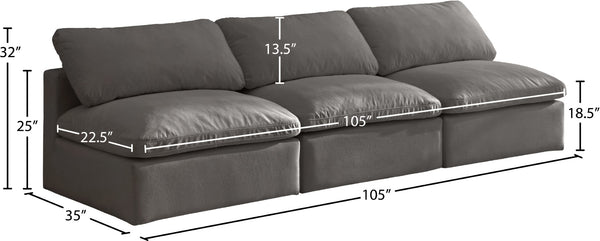 Plush Velvet / Down / Engineered Wood / Foam Contemporary Grey Velvet Standard Cloud-Like Comfort Modular Sofa - 105" W x 35" D x 32" H