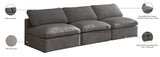 Plush Velvet / Down / Engineered Wood / Foam Contemporary Grey Velvet Standard Cloud-Like Comfort Modular Sofa - 105" W x 35" D x 32" H