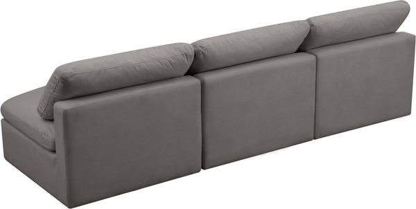 Plush Velvet / Down / Engineered Wood / Foam Contemporary Grey Velvet Standard Cloud-Like Comfort Modular Sofa - 105" W x 35" D x 32" H
