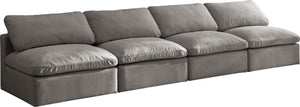 Plush Velvet / Down / Engineered Wood / Foam Contemporary Grey Velvet Standard Cloud-Like Comfort Modular Sofa - 140" W x 35" D x 32" H