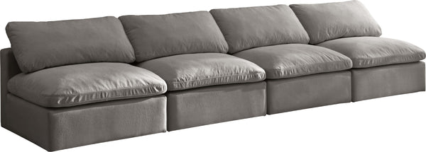 Plush Velvet / Down / Engineered Wood / Foam Contemporary Grey Velvet Standard Cloud-Like Comfort Modular Sofa - 140" W x 35" D x 32" H