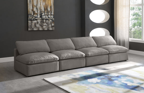 Plush Velvet / Down / Engineered Wood / Foam Contemporary Grey Velvet Standard Cloud-Like Comfort Modular Sofa - 140" W x 35" D x 32" H