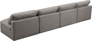 Plush Velvet / Down / Engineered Wood / Foam Contemporary Grey Velvet Standard Cloud-Like Comfort Modular Sofa - 140" W x 35" D x 32" H