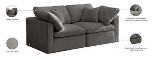 Plush Velvet / Down / Engineered Wood / Foam Contemporary Grey Velvet Standard Cloud-Like Comfort Modular Sofa - 70" W x 35" D x 32" H
