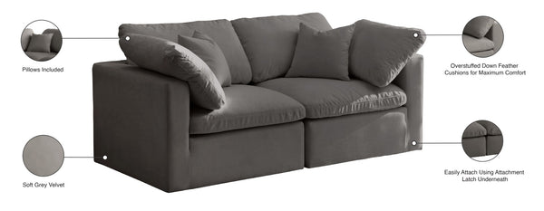 Plush Velvet / Down / Engineered Wood / Foam Contemporary Grey Velvet Standard Cloud-Like Comfort Modular Sofa - 70" W x 35" D x 32" H