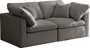 Plush Velvet / Down / Engineered Wood / Foam Contemporary Grey Velvet Standard Cloud-Like Comfort Modular Sofa - 70" W x 35" D x 32" H