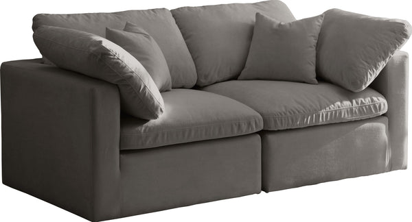 Plush Velvet / Down / Engineered Wood / Foam Contemporary Grey Velvet Standard Cloud-Like Comfort Modular Sofa - 70" W x 35" D x 32" H