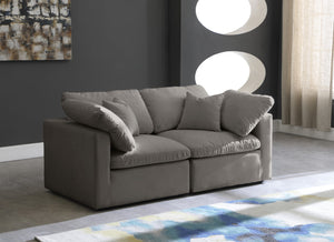 Plush Velvet / Down / Engineered Wood / Foam Contemporary Grey Velvet Standard Cloud-Like Comfort Modular Sofa - 70" W x 35" D x 32" H