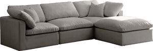 Plush Velvet / Down / Engineered Wood / Foam Contemporary Grey Velvet Standard Cloud-Like Comfort Modular Sectional - 105" W x 70" D x 32" H
