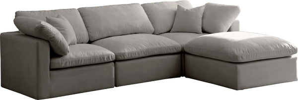 Plush Velvet / Down / Engineered Wood / Foam Contemporary Grey Velvet Standard Cloud-Like Comfort Modular Sectional - 105" W x 70" D x 32" H
