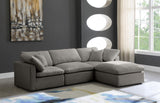 Plush Velvet / Down / Engineered Wood / Foam Contemporary Grey Velvet Standard Cloud-Like Comfort Modular Sectional - 105" W x 70" D x 32" H