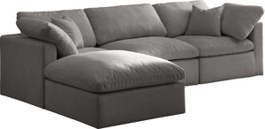 Plush Velvet / Down / Engineered Wood / Foam Contemporary Grey Velvet Standard Cloud-Like Comfort Modular Sectional - 105" W x 70" D x 32" H