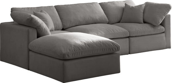 Plush Velvet / Down / Engineered Wood / Foam Contemporary Grey Velvet Standard Cloud-Like Comfort Modular Sectional - 105" W x 70" D x 32" H