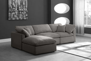 Plush Velvet / Down / Engineered Wood / Foam Contemporary Grey Velvet Standard Cloud-Like Comfort Modular Sectional - 105" W x 70" D x 32" H